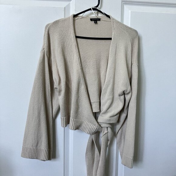 Dynamite Wrap Sweater Womens S Beige Knit Neutral Contemporary Minimalist - Picture 4 of 9